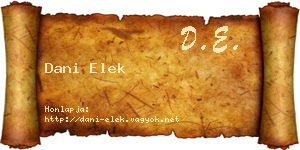 Dani Elek névjegykártya